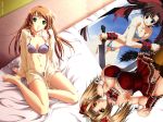  2girls artist_request bed big_breasts bikini blond_hair blonde_hair bottomless breasts character_request cleavage copyright_request cuffs dress garter garters green_eyes hair hentai knife large_breasts long_hair multiple_girls open_clothes open_shirt orange_hair pantyhose photoshop pointy_ears poster shirt source_request swimsuit sword torn_clothes twintails underwear weapon yellow_eyes 