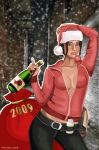 christmas christmas_outfit cleavage fraulein_(artist) inner_boob left_4_dead looking_at_viewer nipples_visible_through_clothing zoey
