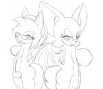  2girls amy_rose anthro ass big_ass big_breasts breasts female female_only furry huge_breasts nude rouge_the_bat sideboob sketch sonic_(series) sonic_team thecon 