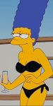  big_breasts black_bikini marge_simpson milf milf the_simpsons yellow_skin 