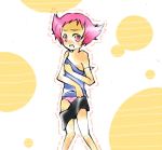  looking_at_viewer maylene nervous pink_hair pokemon sumomo undressing 