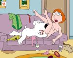  biohazard_(artist) brian_griffin curled_toes dog family_guy lois_griffin shoes_removed 