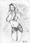 1girl 2008 alex_miranda breasts character_name female female_only hairless_pussy huge_breasts marvel marvel_comics monochrome ororo_munroe pussy solo storm_(x-men) x-men