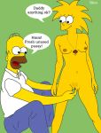  green_background homer_simpson incest maggie_simpson sino the_simpsons yellow_skin 