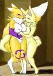  2_anthros 2_female_anthro 2_females 2_girls 3_fingers 3_toes 4_fingers 4_toes anthro anthro/anthro anthro_canine anthro_fox anthro_only anthro_vixen arm_warmers big_breasts blush breasts canine detached_sleeves digimon duo featureless_crotch female female_anthro female_anthro_fox female_renamon fox full_body fur furry hug mostly_nude multiple_girls nipples nude open_mouth renamon standing tail toei_animation vixen white_fur yellow_fur yin_yang 