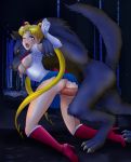  1boy 1girl beastiality bishoujo_senshi_sailor_moon blonde_hair blue_eyes blue_skirt blush boots breasts choker clothed doggy_position elbow_gloves exposed_breasts female_human gloves high_heel_boots high_heels kneeling leenvidia long_hair looking_at_viewer male/female no_panties on_knees one_eye_closed penis_in_pussy questionable_consent red_boots sailor_moon serafuku sex skirt skirt_lift tsukino_usagi twin_tails usagi_tsukino vaginal vaginal_penetration vaginal_sex white_gloves wolf 