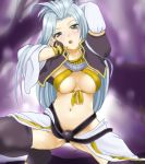  1_female 1girl big_breasts blush breasts clothed exposed_breasts female female_only final_fantasy final_fantasy_ix genderswap green_eyes hair kuja looking_at_viewer lowres okura okurapuchi open_clothes open_shirt shirt silver_hair solo solo_female thigh-highs thighhighs very_long_hair 