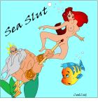  blush cool_cat disney father_and_daughter fish flounder human king_triton merman princess_ariel the_little_mermaid trident underwater 