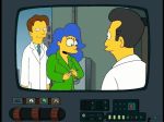  animated blue_hair gif hair lab_coat marge_simpson the_simpsons undressing yellow_skin 