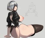  breasts_outside huge_ass huge_breasts nier:_automata outfit thong_leotard 