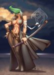  breasts green_hair hair sword tagme weapon 