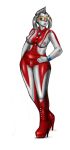  body_paint bodypaint breasts chubby cosplay curvy komii lipstick makeup mother_of_ultra nipples plump pussy ultra_series ultraman white_background 