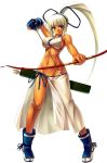  archer arrow arrow_and_bow blue_eyes boots bow breasts gloves hentai loincloth majikina_mina nipples samurai_spirits snk white_hair 