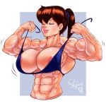  abs big_breasts breasts muscle nipples ponytail 