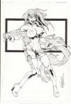 battle_chasers boots crossover gus_vasquez hair_braid huge_breasts monochrome nipples pubic_hair pussy red_monika torn_clothes