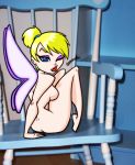 arm_support ass assesina blonde_hair blue_eyes breasts disney disney_fairies drawing fairy female lipstick nude peter_pan red_lips sideboob sitting tinker_bell wings wink zithan
