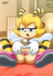  1girl archie_comics bbmbbf bedroom_eyes mobius_unleashed palcomix saffron_bee sega sonic_(series) sonic_the_hedgehog_(series) spread_pussy 