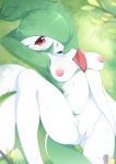  1girl breasts female female_only female_pokemon gardevoir hair_over_one_eye hairless_pussy looking_at_viewer nintendo nipples pokemon pokemon_(anime) pokemon_(creature) pussy red_eyes 