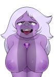  amethyst_(steven_universe) big_breasts huge_breasts mouth_open nose open_mouth penis_shadow pov purple_skin steven_universe tagme white_hair 