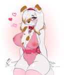  1girl 1girl 2019 animal_ears anthro breasts collar dog dog_ears hair_over_one_eye huge_breasts mrscurlystyles nipples see-through solo_female solo_focus 
