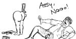 adult_swim ass assy_mcgee assy_mcgee_(series) begging cartoon_network gun no_pants sanchez_(assy_mcgee) violence