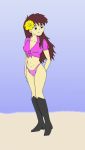 1girl bikini boots cameltoe female_only front-tie_top full_body gradient_background gspy2901 solo_female