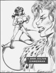  2008 angry areolae ass big_breasts breasts dc full_body giganta hair julius_zimmerman_(artist) lipstick monochrome nipples pussy wonder_woman 