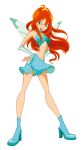  bloom blue_eyes clothed red_hair skirt tiara white_background wings winx_club 
