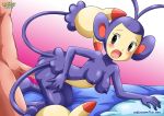  1boy 1girl ambipom ass ass_grab bbmbbf breasts cum cum_in_pussy human/pokemon nintendo orgasm palcomix penis penis_in_pussy pokemon pokepornlive purple_skin 