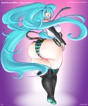   1girl aqua_eyes aqua_hair ass breasts cow_tail detached_sleeves miku_hatsune jacques00 long_hair neck_tie panties solo twin_tails underwear very_long_hair vocaloid  