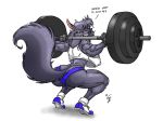   1280x960 ass barbell butt furry looking_back muscle no_panties pussy smile wallpaper wolf yellow_eyes  