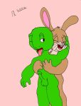 2002 anthro basile_rabbit cartoon erection franklin franklin_(series) franklin_turtle green_scales nickelodeon one_eye_closed penis rave_roo scalie touching_body turtle