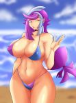  1girl beach bessho_emma bikini konami nipples sexy yu-gi-oh! yu-gi-oh!_vrains 