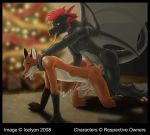  all_fours anal anal_penetration canine christmas_tree closed_eyes commission doggy_position dragon fox from_behind furry icelyon icelyon_(artist) male nude penetration penis red_eyes reptile scalie sex tail testicles tongue wings yaoi 