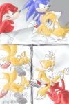  knuckles_the_echidna miles_&quot;tails&quot;_prower multiple_tails sonic sonic_the_hedgehog tail yaoi 