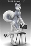  canine chair dog furry hindpaw husky icelyon icelyon_(artist) male pose solo 