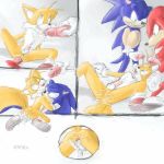  knuckles_the_echidna miles_&quot;tails&quot;_prower multiple_tails sonic sonic_the_hedgehog tail yaoi 