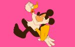  disney donald_duck mickey_mouse pink_background tagme 