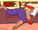 1girl barefoot blonde_hair carol_kincaid cartoon_network closed_eyes feet female_only foot_fetish jumpsuit milf mr._chase_comix ok_k.o.!_let&#039;s_be_heroes red_gloves red_headband sleeping soles