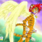angel_wings furry masturbation original original_character penis tiger zen_(artist)