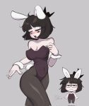  blush blush bunny_ears bunnysuit cleavage creepy_susie erect_nipples goth looking_at_viewer ribbon smug the_oblongs tight_clothing 