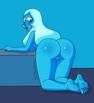  barefoot big_ass blue_diamond blue_diamond_(steven_universe) blue_eyes blue_skin cartoon_network feet foot_fetish mr._chase_comix pussy shocked_expression soles steven_universe toes white_hair 