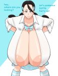  aokuro1908 black_hair breast_expansion candice candice_(pokemon) gigantic_breasts grey_eyes hand_on_hip pokemon sexy sexy_body sexy_breasts twin_tails 