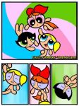 3_girls black_hair blonde_hair blossom_(ppg) blue_eyes bob_cut bubbles_(ppg) buttercup_(ppg) cartoon_network fisting green_eyes multiple_girls nude pharaohren powerpuff_girls red_eyes red_hair siblings sisters tied_hair twin_tails