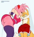  2019 amy_rose canid canine dat_ass digital_media_(artwork) erection_under_clothes eulipotyphlan fox getting_hard hedgehog high_res mammal miles_&quot;tails&quot;_prower sega sonic_boom sonic_the_hedgehog_(series) tagme tangobat 