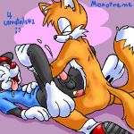  anal_penetration animal_ears animaniacs brainsister closed_eyes crossover cum fox furry miles_&quot;tails&quot;_prower multiple_tails penis sega sonic sonic_team tail text wakko_warner yaoi 