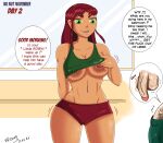  breasts_out crop_top dc_comics dick_grayson disembodied_penis koriand&#039;r motion_lines no_nut_november orange_skin robin shirt_lift starfire tease teasing teen_titans vnsimp 