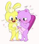 &lt;3 &lt;3_eyes anthro beaver big_penis blush bodily_fluids comparing comparing_penis cuddles_(htf) dripping duo embarrassed embarrassed_nude_male foreskin freckles frottage genital_fluids genitals happy_tree_friends lagomorph leaking_precum leporid male male/male mammal penis penis_size_comparison penis_size_difference precum precum_drip rabbit rodent sex sweat tail toony toothy toothy_(htf) trolley_cat