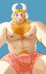 1boy 2020s 2023 2d 2d_(artwork) abs absurd_res absurdres anthro anthro_only asgore_dreemurr bara barazoku beard big_bulge big_muscles blue_background body_hair boss_monster bovid bulge caprine censlas chest_hair clothed clothing digital_media_(artwork) eyebrows facial_hair fur furry furry_only goat hair happy_trail hi_res high_res highres horn horns huge_bulge huge_muscles looking_at_viewer looming male male_anthro male_only mammal muscular muscular_anthro muscular_male narrowed_eyes navel nipples obliques pecs pubes shirtless simple_background smile solid_color_background solo_anthro solo_male thick_thighs topless topless_anthro topless_male tuft undertale undertale_(series) underwear underwear_only video_game_character video_game_franchise video_games