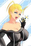  big_breasts breasts cleavage female kingdom_hearts knife larxene looking_at_viewer smile solo sowilo weapon 
